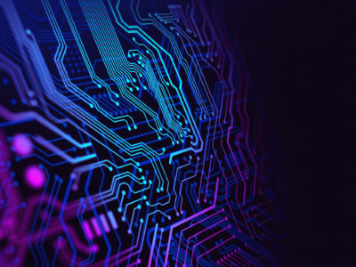 Blue and Purple technology background circuit board illustration. Suitable for technology background cover or banner